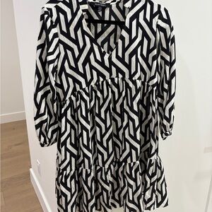 Ellen Tracy Black and White Striped Dress